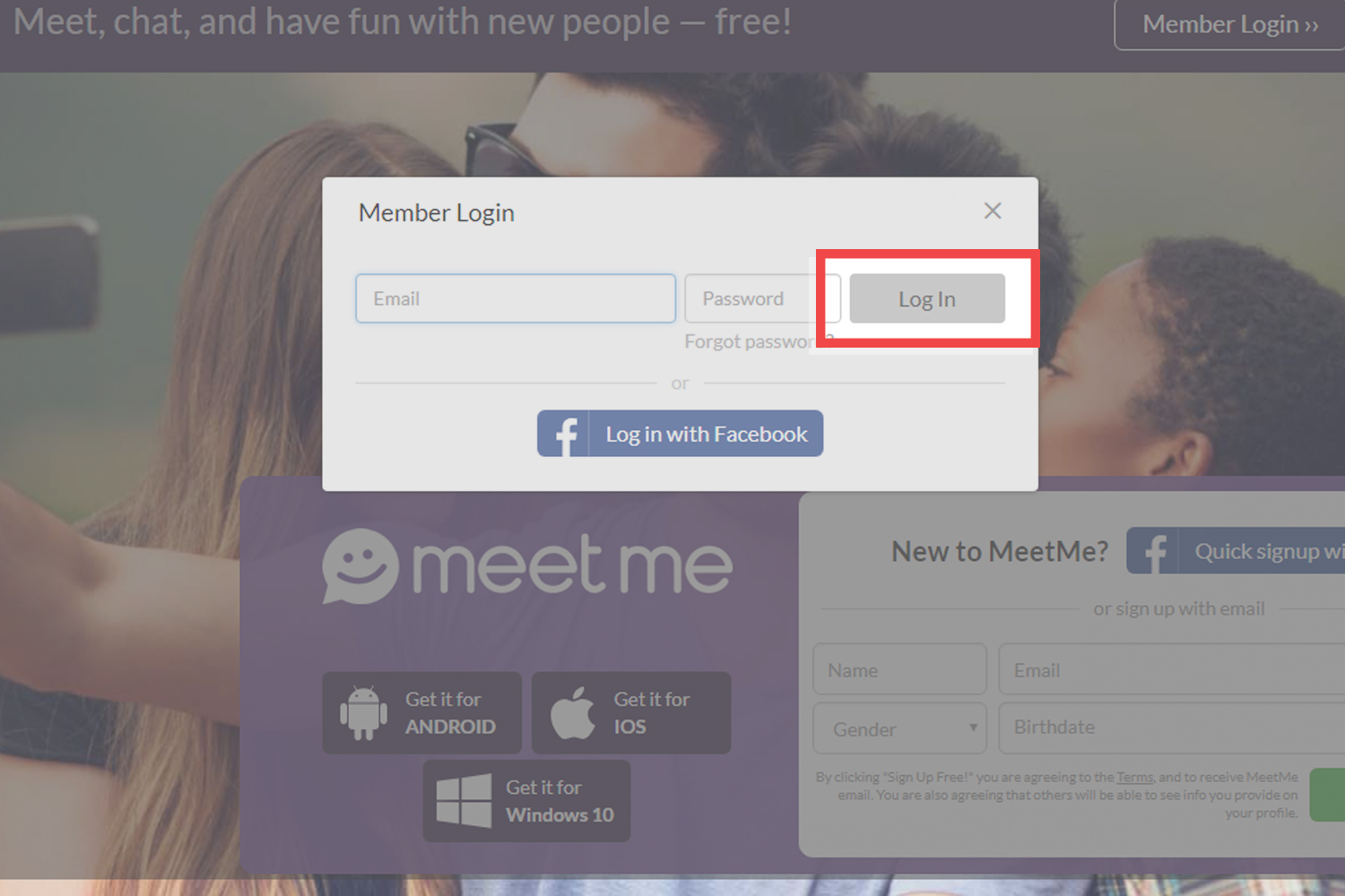 Meetme account recovery