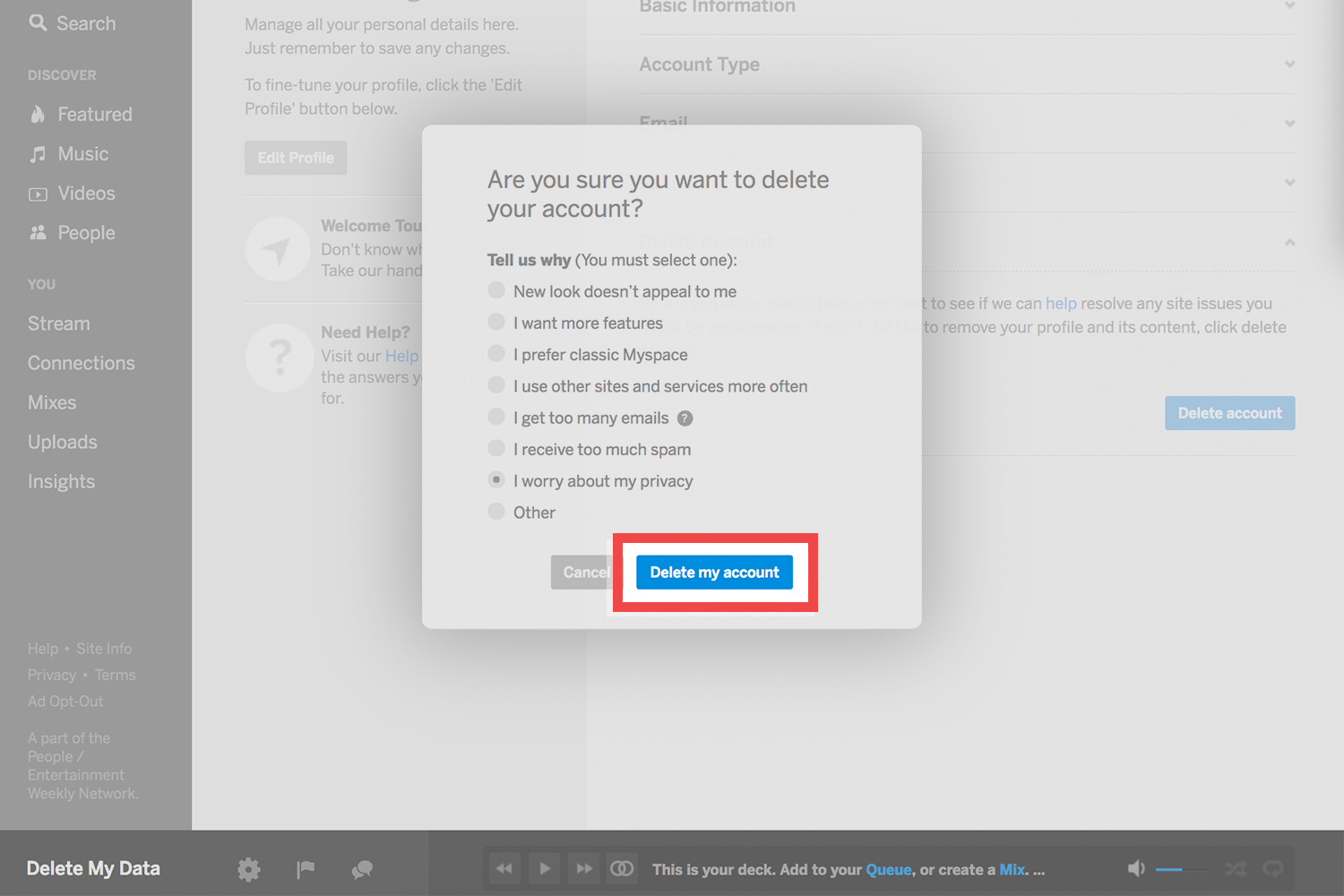 How To Delete Your MySpace Account